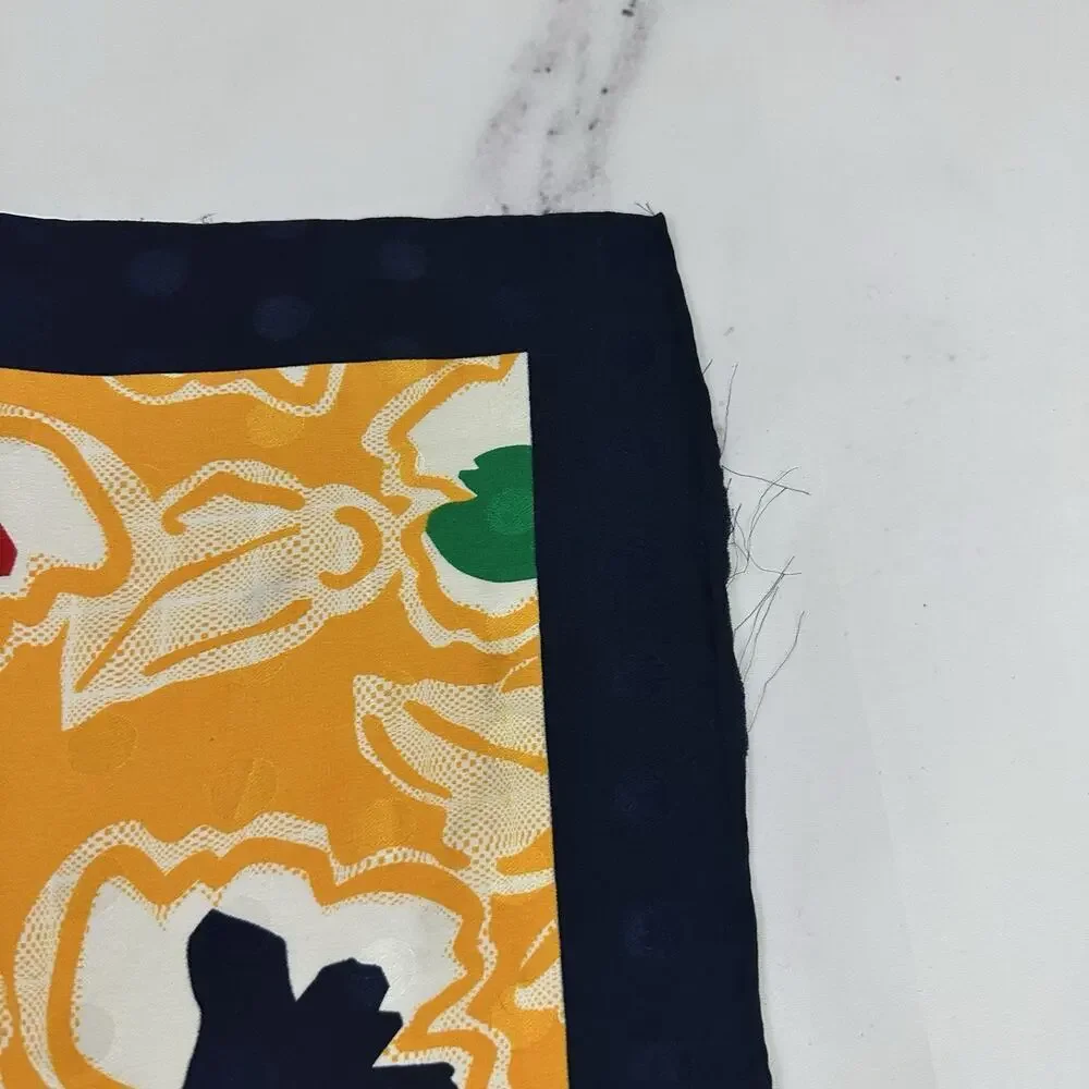 Echo Womens Vintage 90s Silk Blend Scarf Blue Yellow Floral Large Square